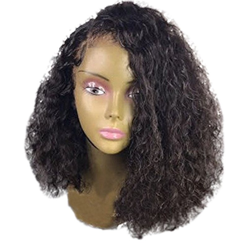 Natural Color Curly Lace Front Human Hair Wig, Baby Hair
