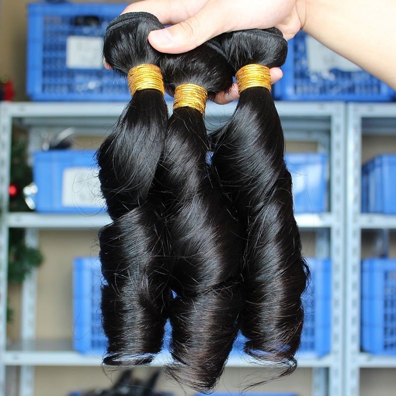 Egg Curl Natural Color Human Hair Bundles, 4 Bundles