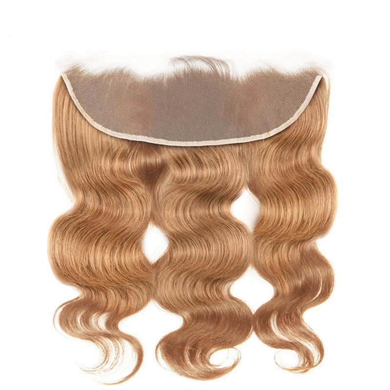 Honey Blonde Body Wave Human Hair Bundles with 13x4 Lace Frontal, 3 Bundles