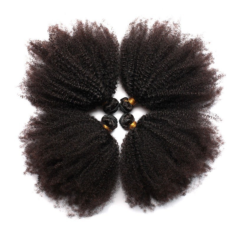 Afro Kinky Curly Human Hair Bundles, 4 Bundles