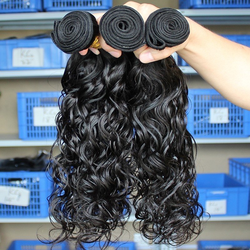 Peruvian Natural Color Water Wave Human Hair Bundles, 4 Bundles