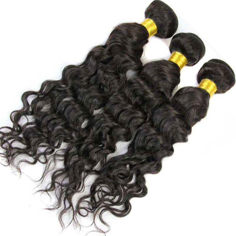Human Hair Bundles with 4x4 Lace Closure, 3 Bundles