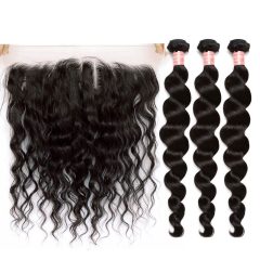 Loose Wave Human Hair Bundles with 13x4 Lace Frontal
