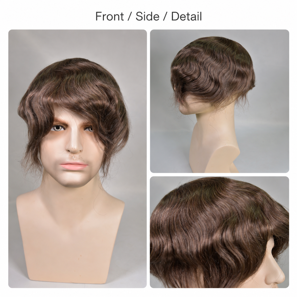 Full  French LaceToupee for Men Hair Replacement System Real European Human Hair 130% Density 10x8‘’