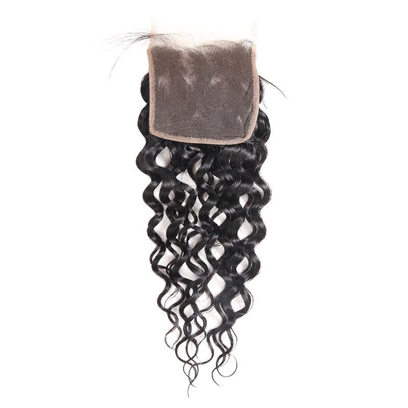 Peruvian Water Wave Bundles with 4x4 Lace Closure, 3 Bundles