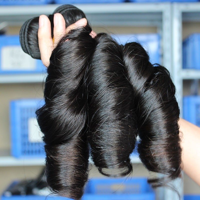 Egg Curl Natural Color Human Hair Bundles, 4 Bundles