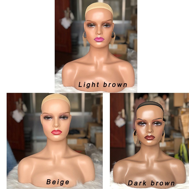 Beige Female Mannequin Head for Wig Display and Styling