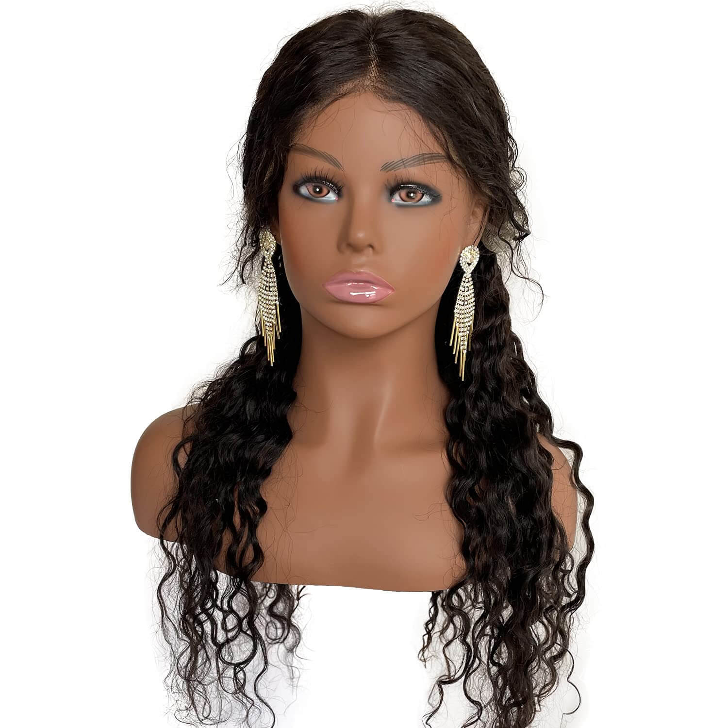 Mannequin Realistic Female PVC Manikin Head with Shoulders Display Realistic Mannequin Head Bust Wig Head Stand for Wigs Earrings Hat Sunglassess