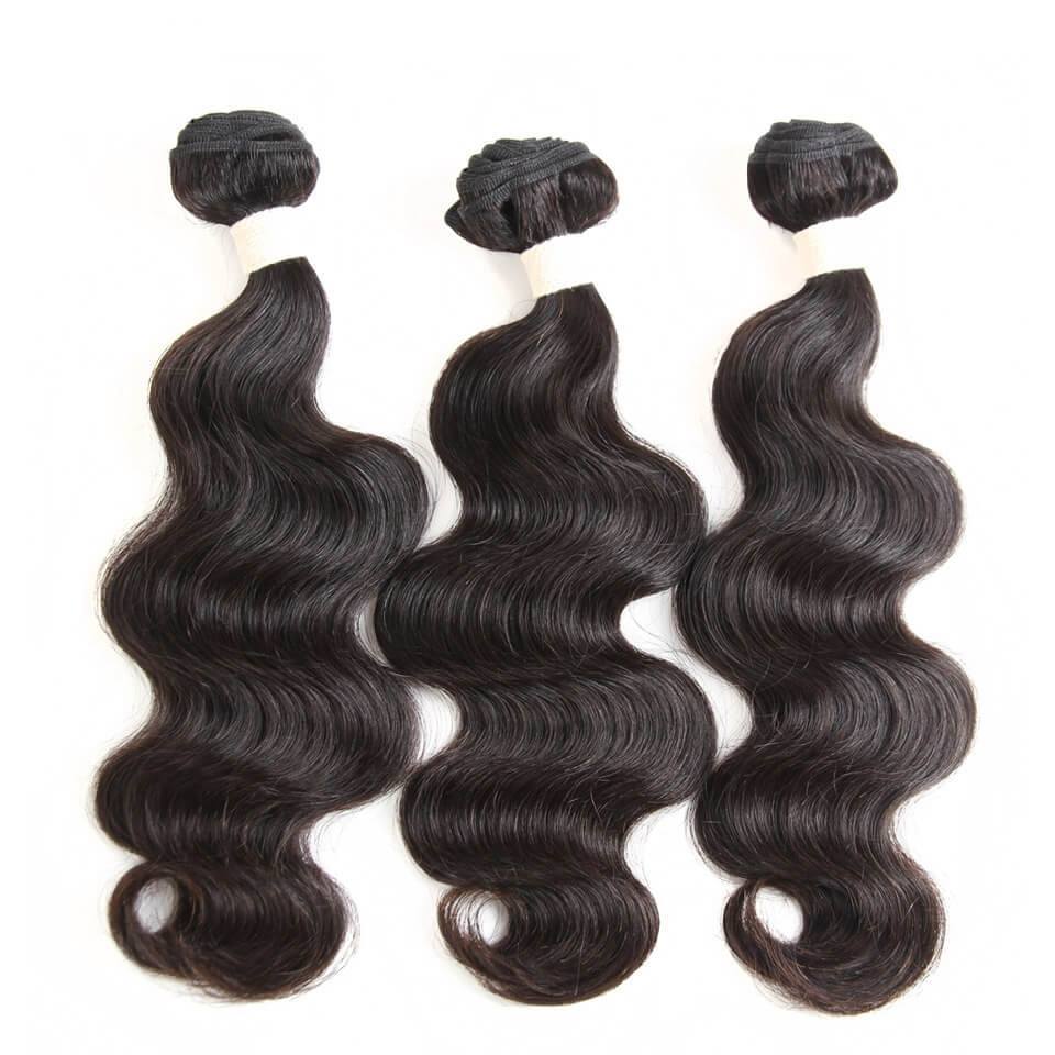 Body Wave Human Hair Bundles with 13x4 Lace Frontal, 3 Bundles