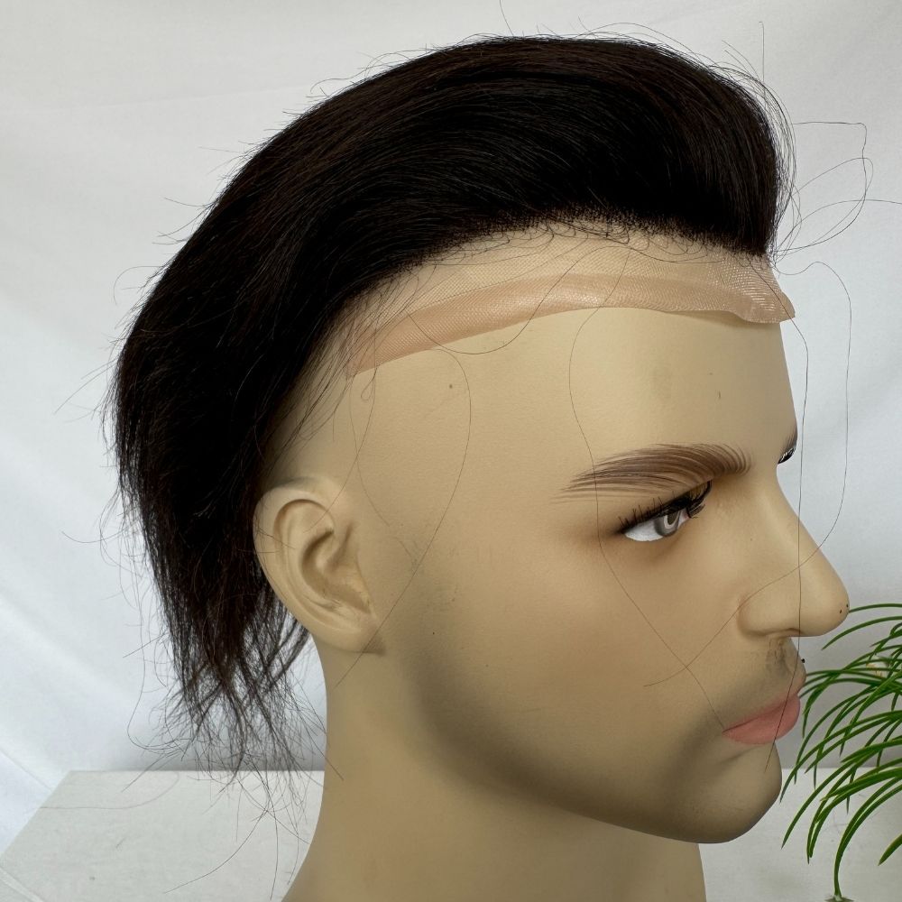 Toupee 100% Human Hair Super Swiss Lace European  Hair Mono Lace with PU Hairpiece Replacement System for Men 8X10 Inch