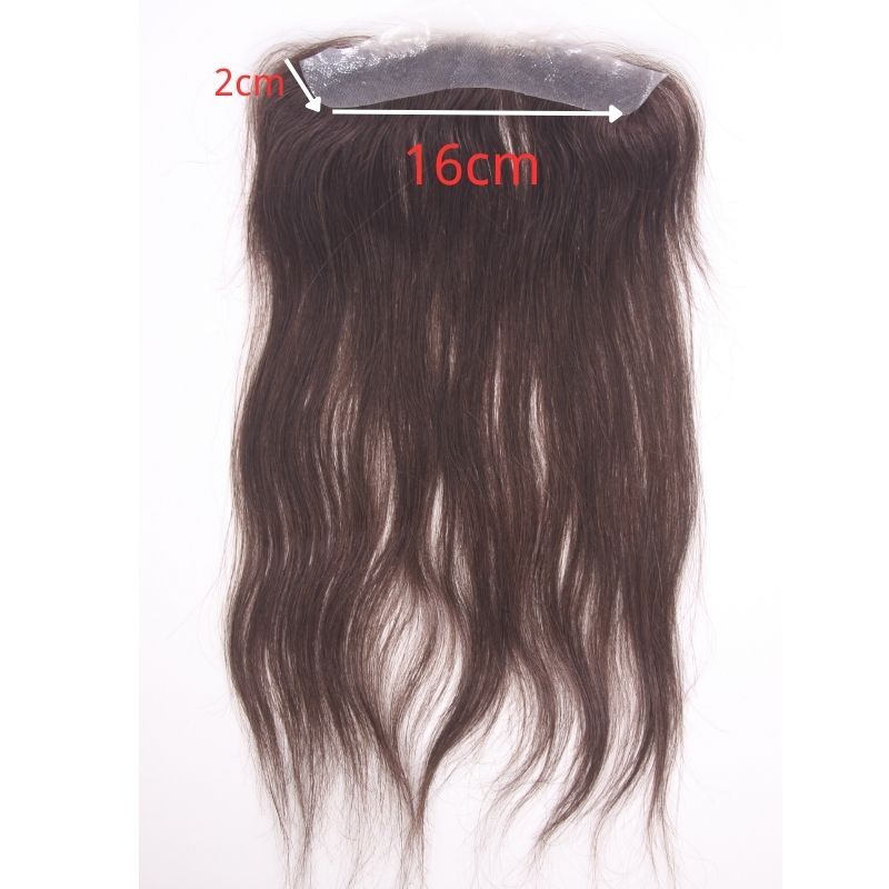 Long Hairline for Women and Men Natural V Loop Human Hair Front Hairpiece  Seamless Hairline for Women 3 Brown# PU Base 2x16cm 12-14 Inch Real Hair Topper