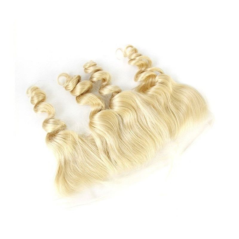 613 Blonde Loose Wave Human Hair Bundles with 13x4 Lace Frontal, 3 Bundles