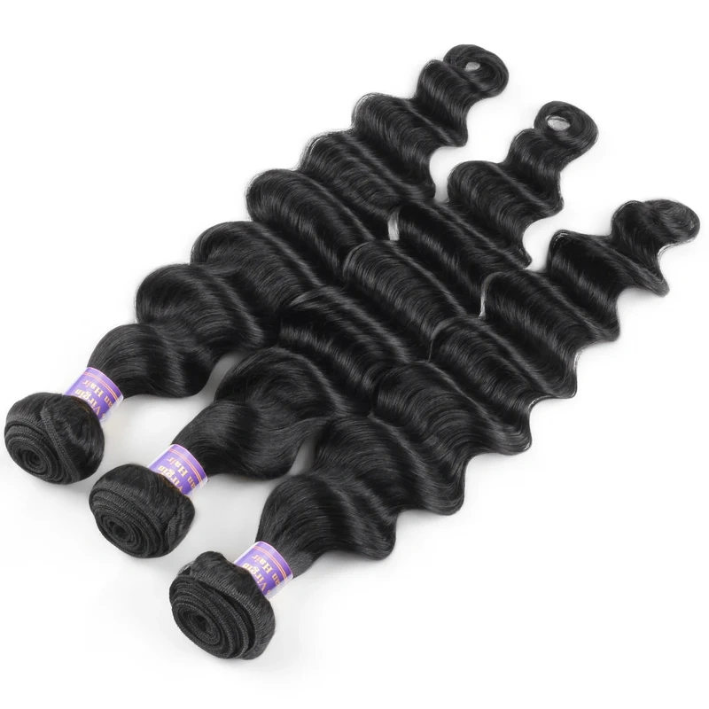 Peruvian Loose Deep Wave Human Hair Bundles, 3 Bundles