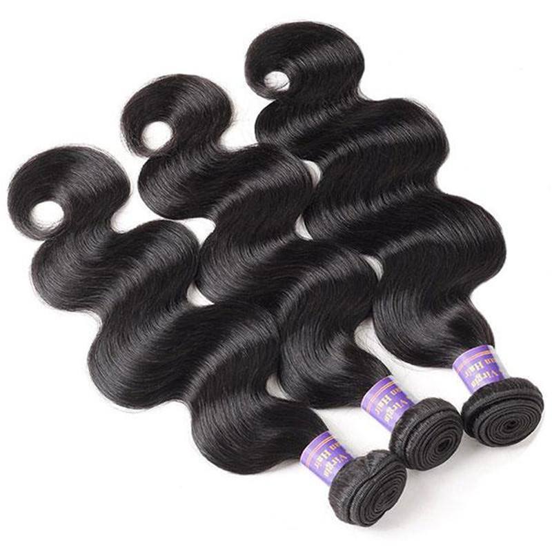 Malaysian Body Wave Human Hair Bundles with 4x4 Lace Closure, 3 Bundles