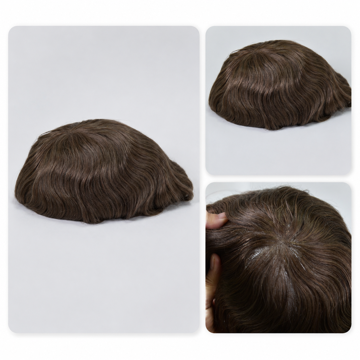 Full  French LaceToupee for Men Hair Replacement System Real European Human Hair 130% Density 10x8‘’