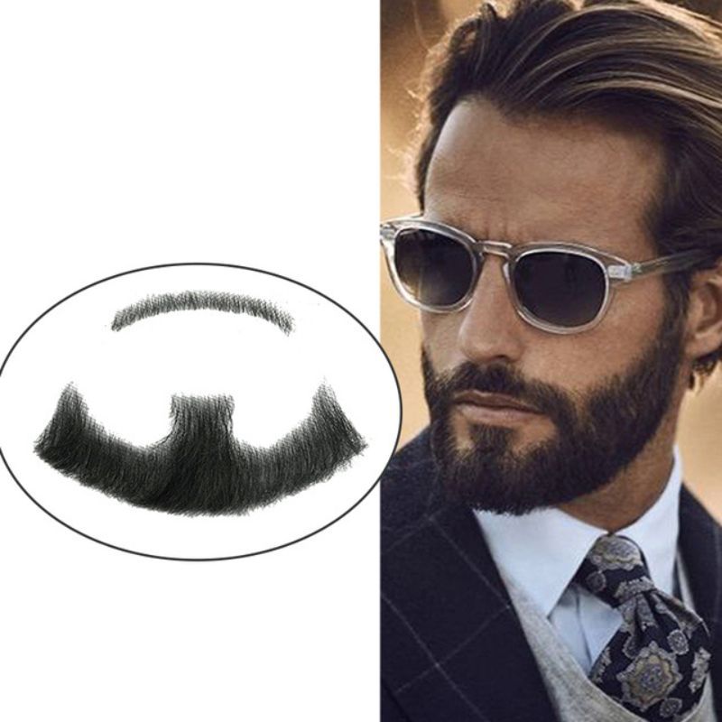 Face Fake Beard Swiss Lace Fake Beard And Moustache Real Handmade Light Beard For Men Invisible Beards Realistic Makeup Swiss Lace Base Beard 1B