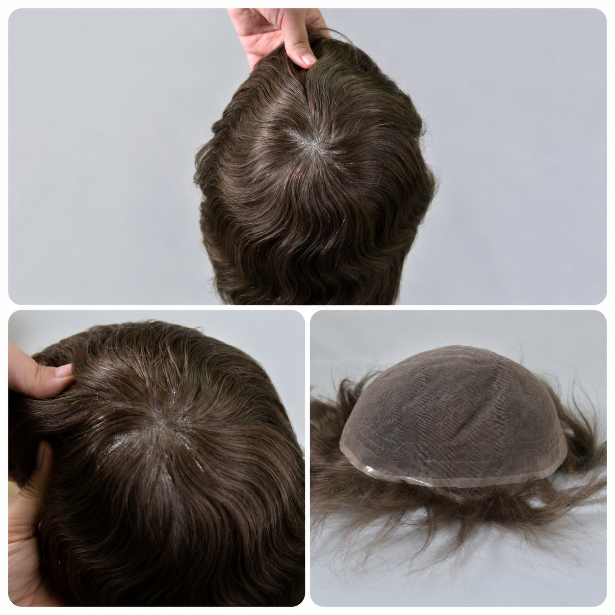 Full  French LaceToupee for Men Hair Replacement System Real European Human Hair 130% Density 10x8‘’