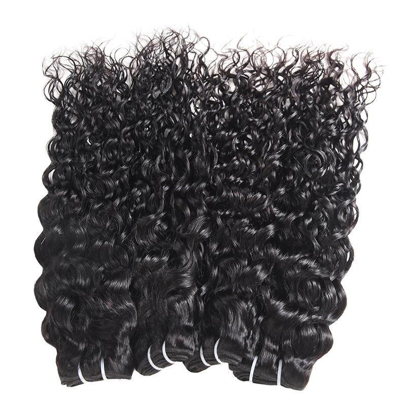 Peruvian Water Wave Bundles with 4x4 Lace Closure, 3 Bundles