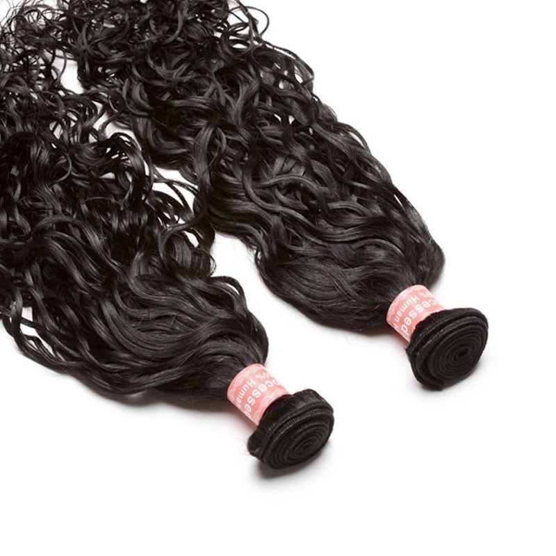 Natural Color Water Wet Wave Human Hair Weave 3 Bundles