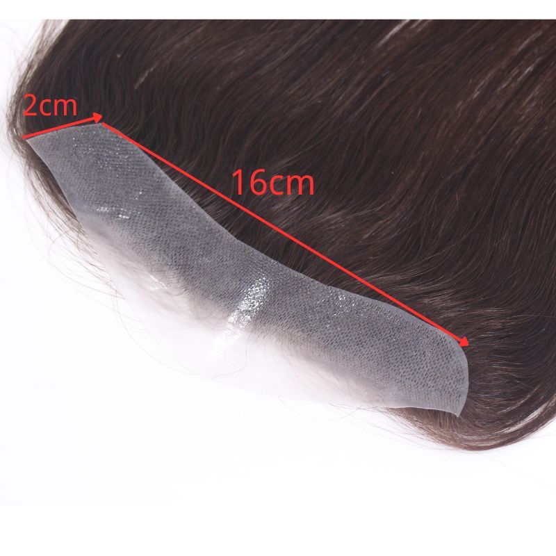 Long Hairline for Women and Men Natural V Loop Human Hair Front Hairpiece  Seamless Hairline for Women 3 Brown# PU Base 2x16cm 12-14 Inch Real Hair Topper
