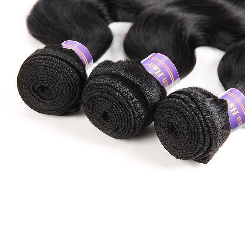 Human Hair Body Wave 3 Bundles with 4x4 Inch Lace Closure