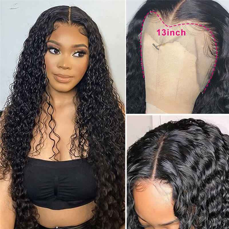 Water Wave 13x6 T-Part Lace Human Hair Wig, 30 Inch