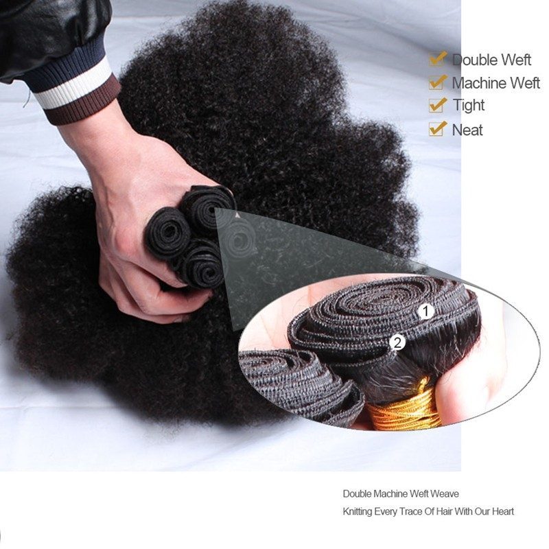 Afro Kinky Curly Human Hair Bundles, 4 Bundles
