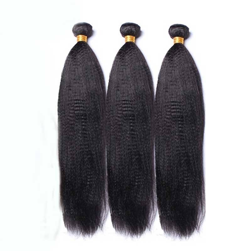 Natural Color Italian Yaki Straight Human Hair Bundles, 3 Bundles
