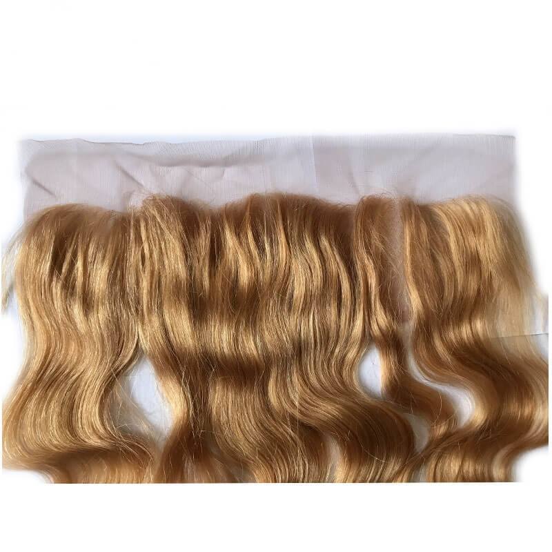 Honey Blonde Body Wave Human Hair Bundles with 13x4 Lace Frontal, 3 Bundles