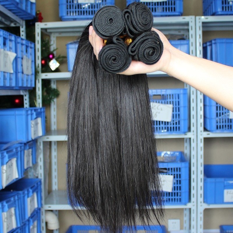 Natural Color Silk Straight Human Hair Weaves 4 Bundles