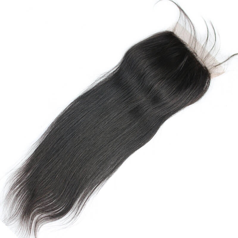 Silky Straight Human Hair Bundles with 4x4 Lace Closure