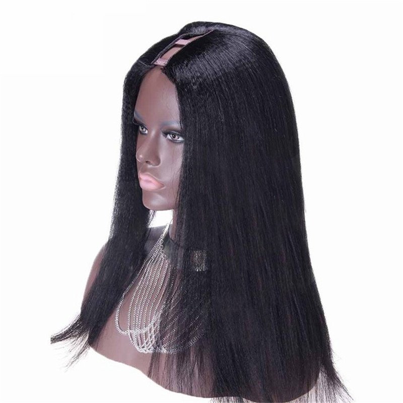 African American U Part Wigs Yaki Styles Brazilian Virgin Human Hair 8-24 in stock