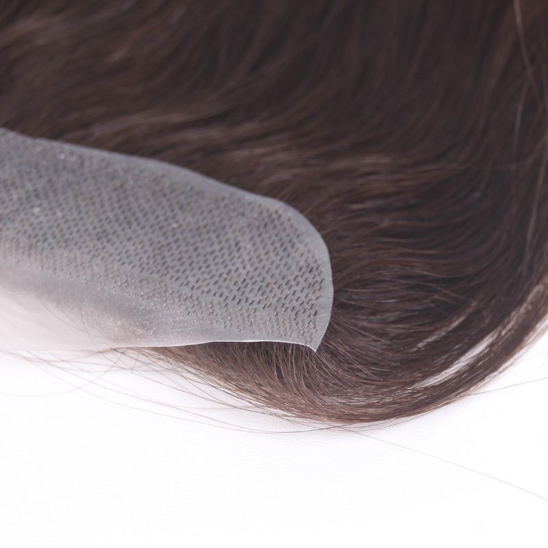 Long Hairline for Women and Men Natural V Loop Human Hair Front Hairpiece  Seamless Hairline for Women 3 Brown# PU Base 2x16cm 12-14 Inch Real Hair Topper