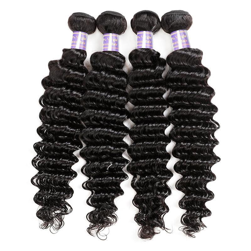 Peruvian Deep Wave Human Hair Bundles, 4 Bundles