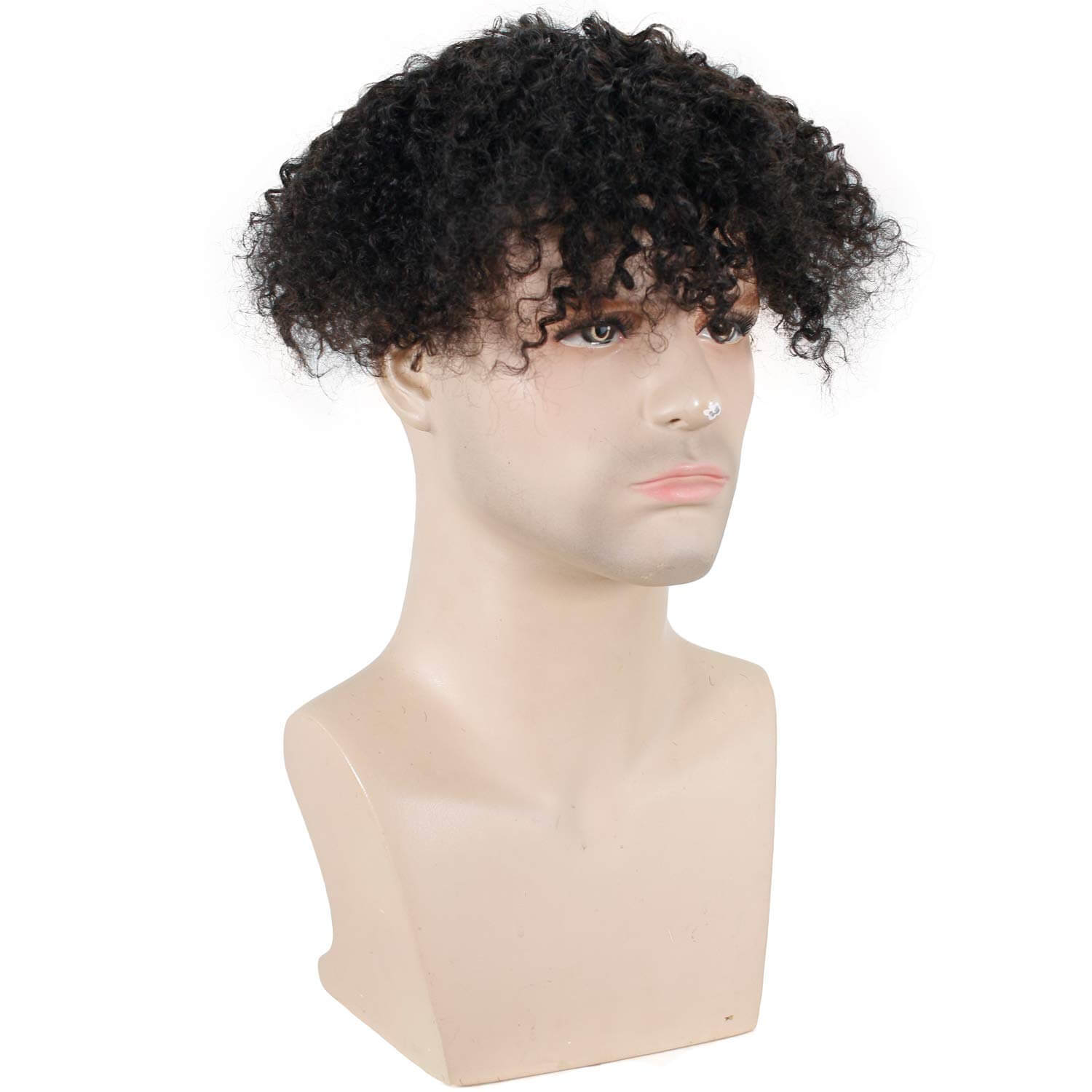 EseeWigs Human Hair 8x7inch Toupee For Men Hairpiese Replacement Systems Men Toupee Mono Lace with PU Around Curly Wig