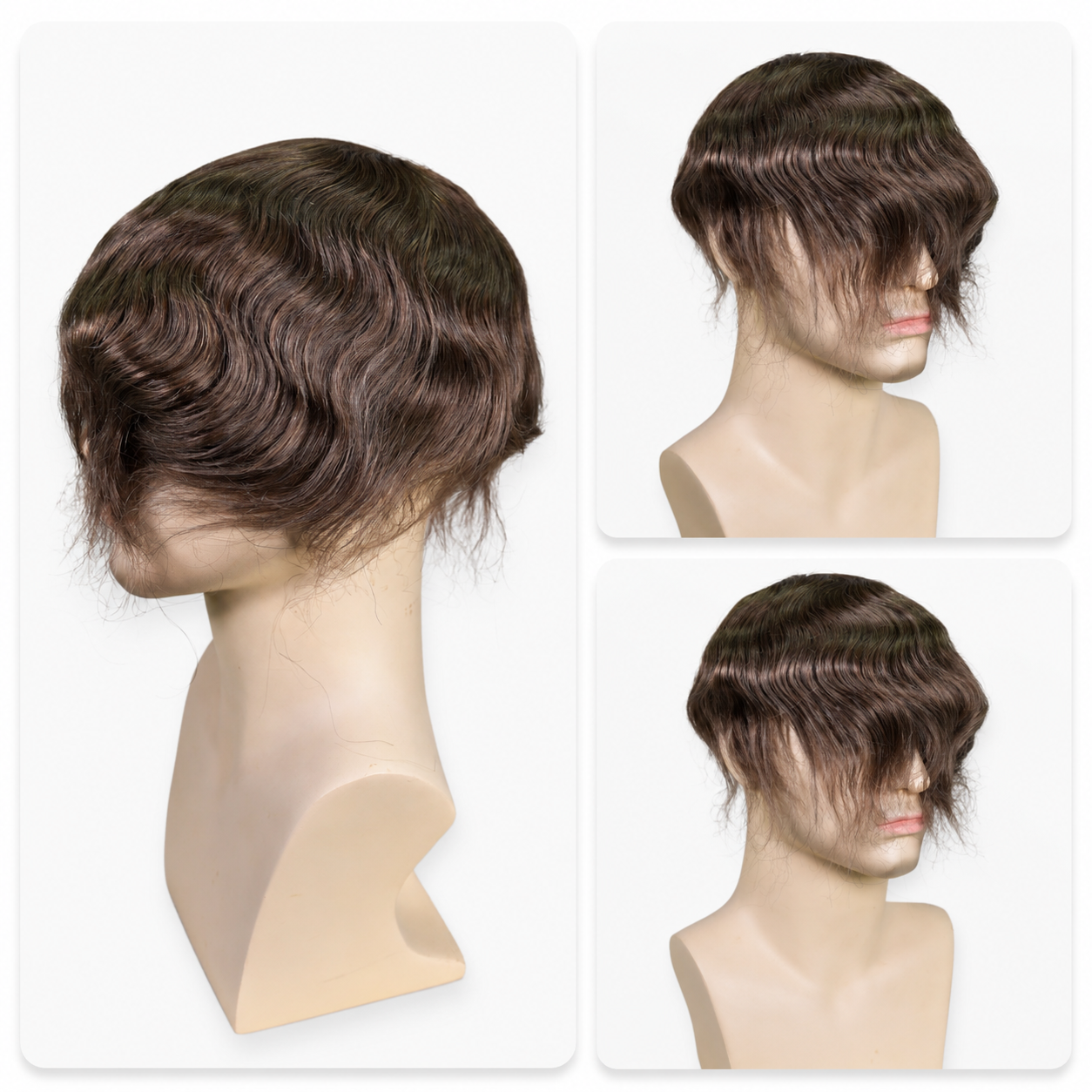 Full  French LaceToupee for Men Hair Replacement System Real European Human Hair 130% Density 10x8‘’