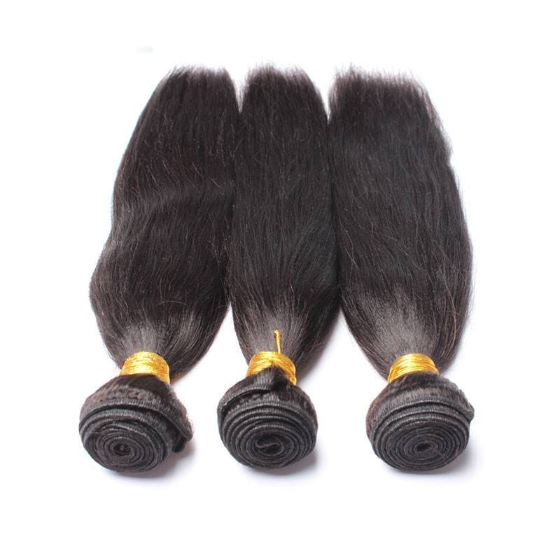 Yaki Straight Human Hair Bundles, 3 Bundles