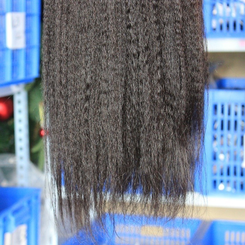 Natural Color Kinky Straight Human Hair Bundles, 3 Bundles