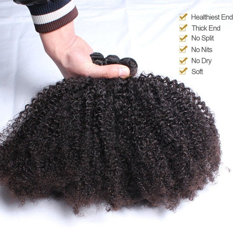 Afro Kinky Curly Human Hair Bundles, 4 Bundles