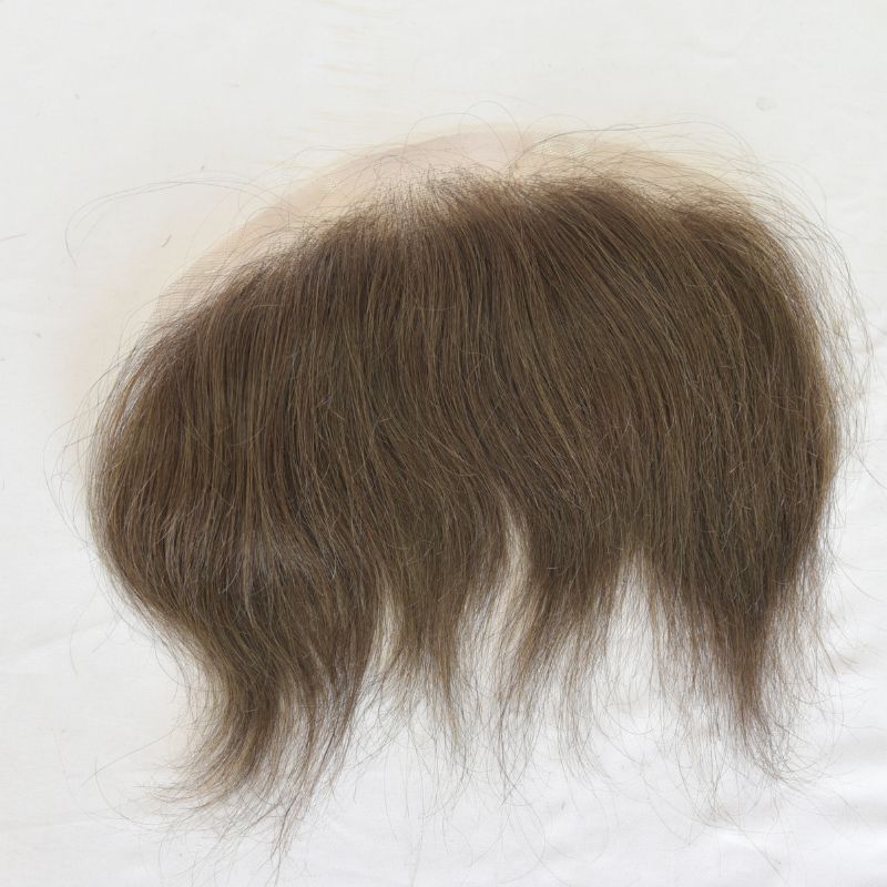 4x18 cm  Men's Full Swiss Lace Human Hair Front Hairline Toupee 100% Real Human Hair Lace Frontal Toupee Hairline Hair Replacement Hair Patch 4# Brown Bleached Knots
