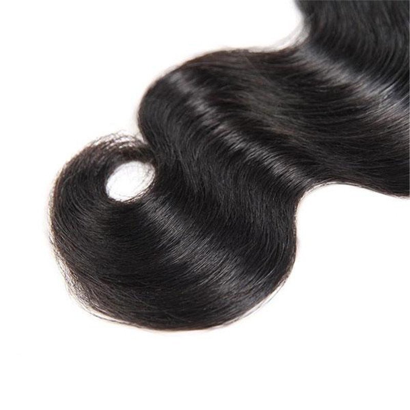 Malaysian Body Wave Human Hair Bundles with 4x4 Lace Closure, 3 Bundles