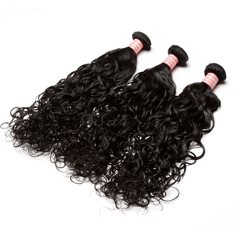 Natural Color Water Wet Wave Human Hair Weave 3 Bundles