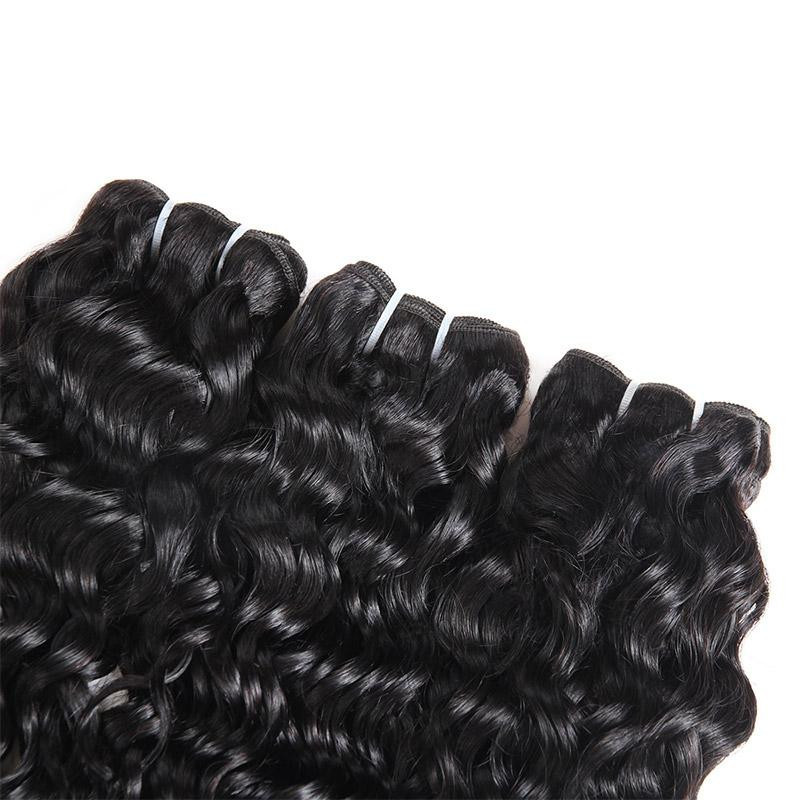 Peruvian Water Wave Bundles with 4x4 Lace Closure, 3 Bundles