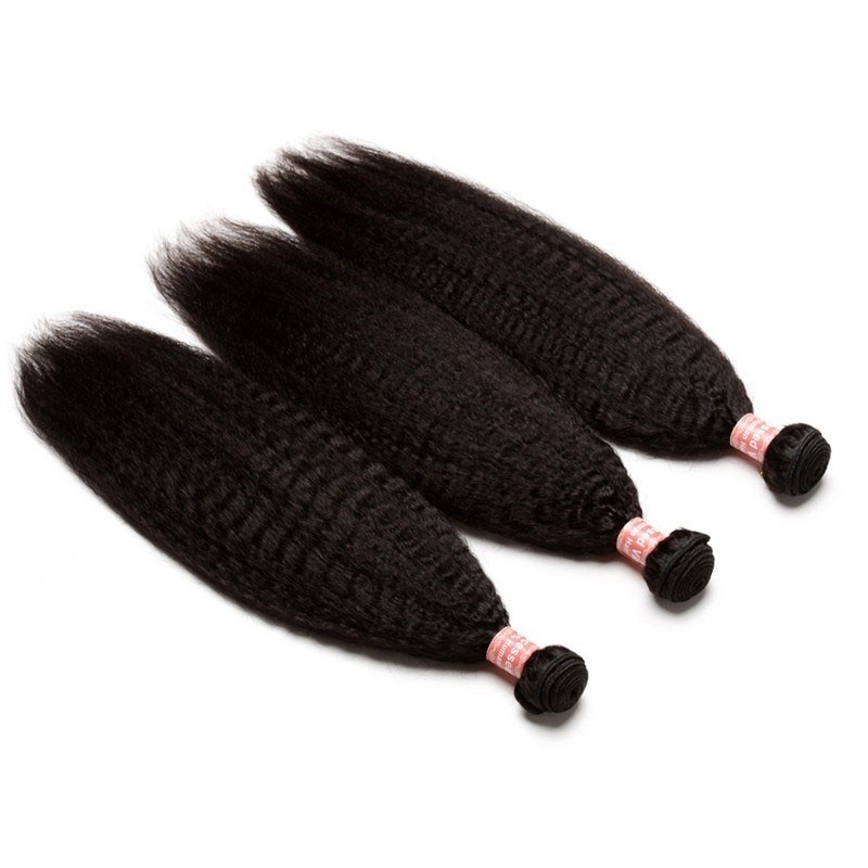Natural Color Kinky Straight Human Hair Bundles, 3 Bundles