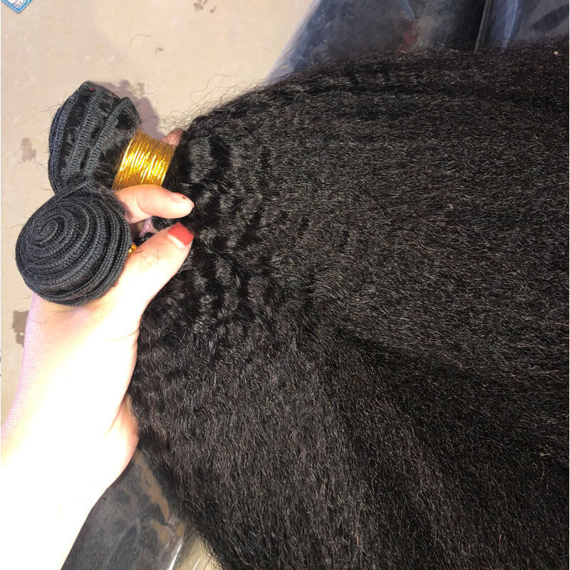 Natural Color Kinky Straight Human Hair Lace Frontal Closure, Baby Hair