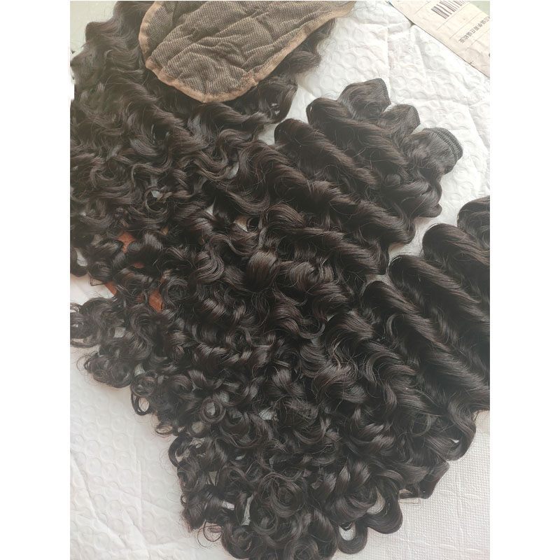 Natural Color Deep Curly Human Hair Extensions