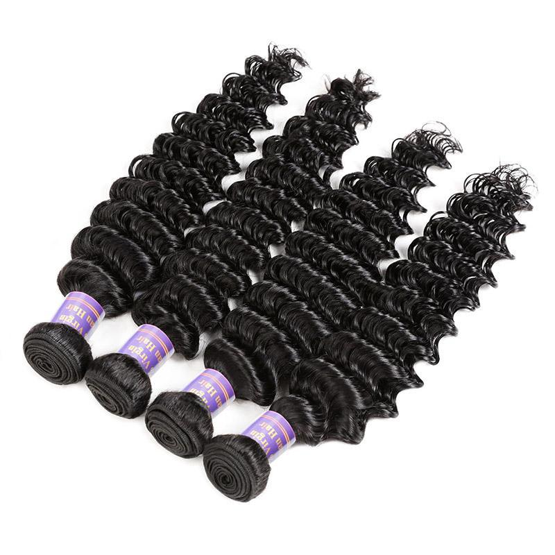 Brazilian Deep Wave Human Hair Bundles, 4 Bundles