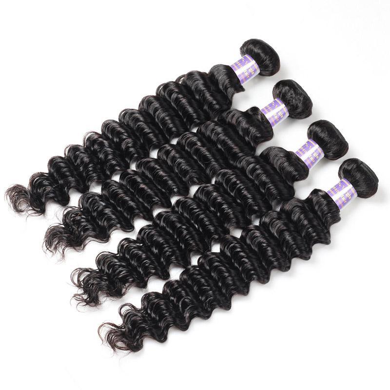 Peruvian Deep Wave Human Hair Bundles, 4 Bundles