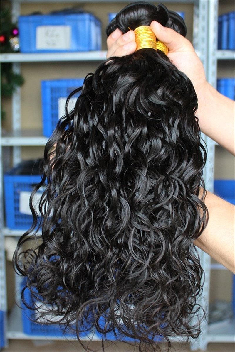 Peruvian Natural Color Water Wave Human Hair Bundles, 4 Bundles