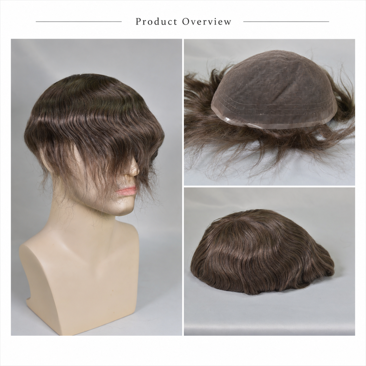Full  French LaceToupee for Men Hair Replacement System Real European Human Hair 130% Density 10x8‘’
